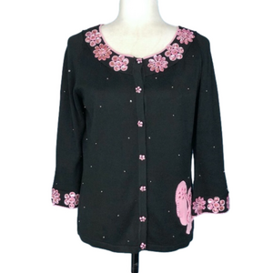 Berek black and pink embellished cardigan